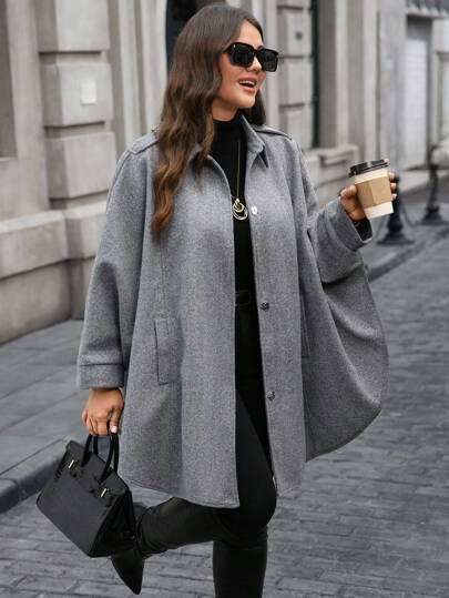 SHEIN SZARY KLASYCZNY PŁASZCZ W01__50