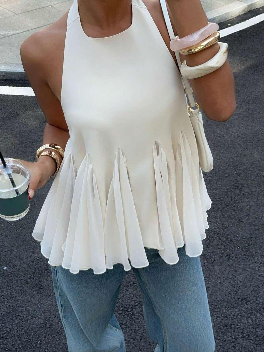 SHEIN KREMOWY TOP ODKRYTE PLECY S06__S