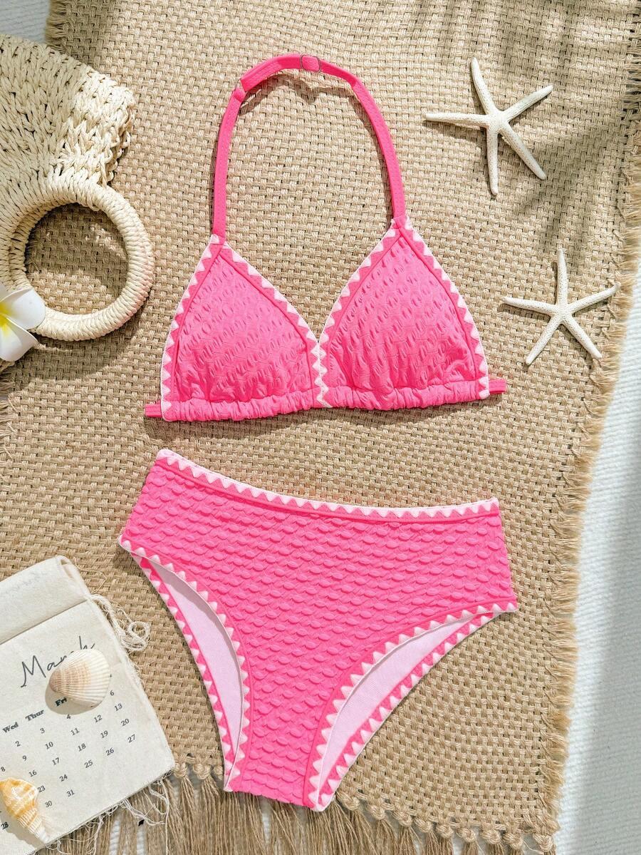 SHEIN RÓŻOWY DWUCZĘŚCIOWY STRÓJ KĄPIELOWY S09__140-146