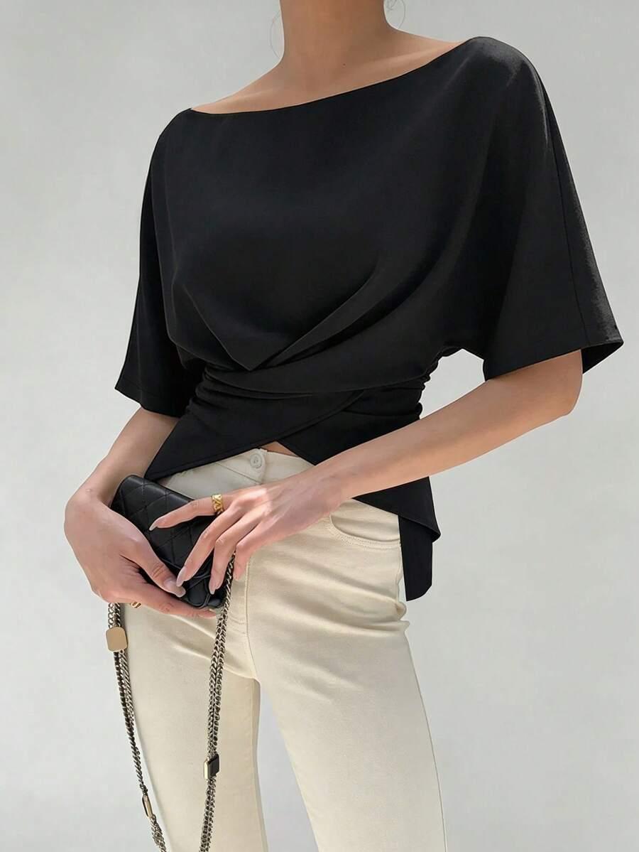 SHEIN CZARNA BLUZKA WIĄZANIE S06__XL