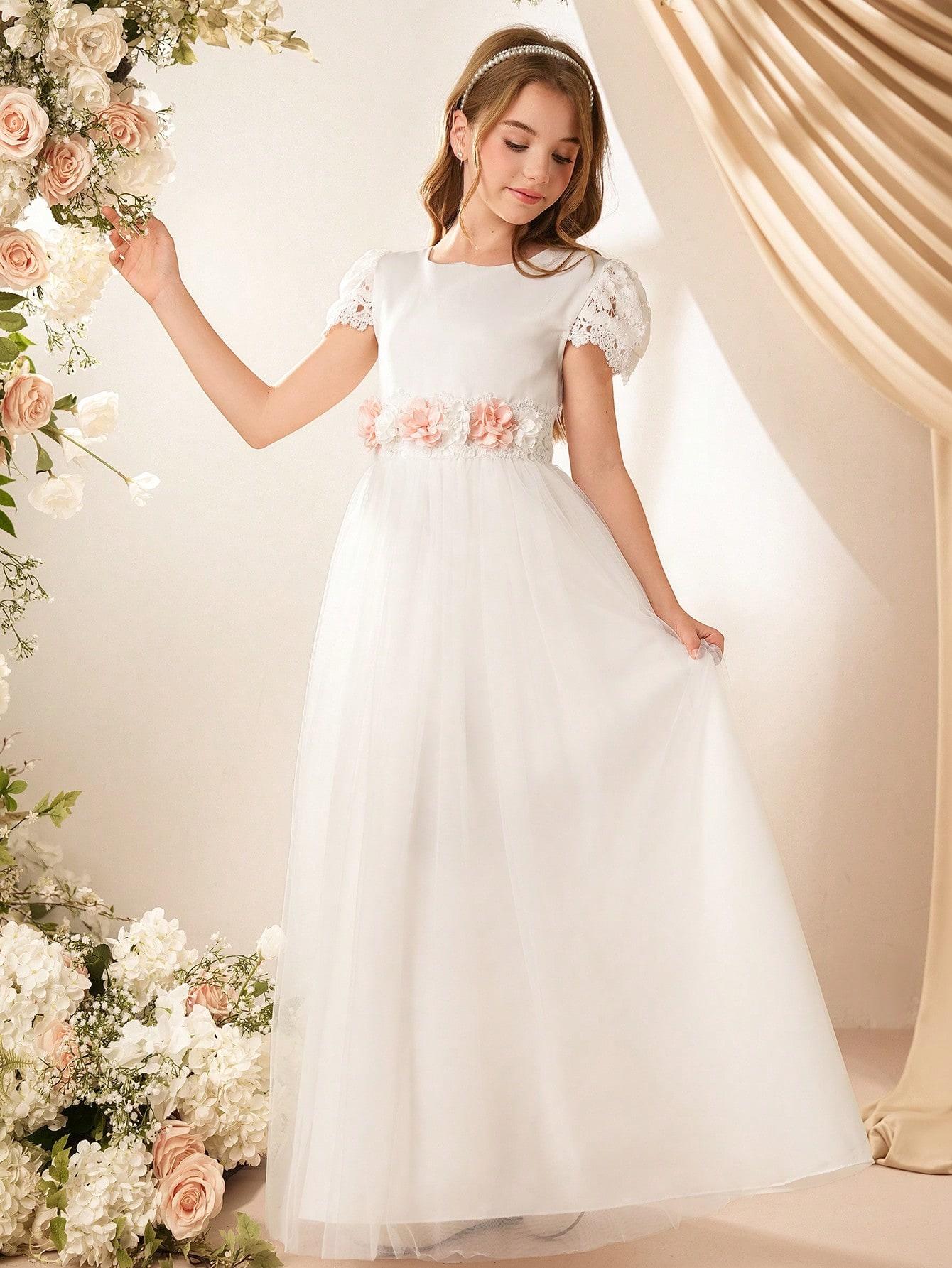 SHEIN BIAŁA MAXI SUKIENKA TIUL S06__128-134