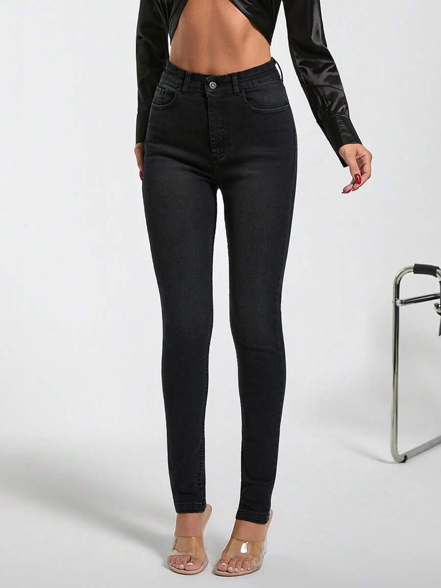 SHEIN CZARNE SPODNIE RURKI S06__M