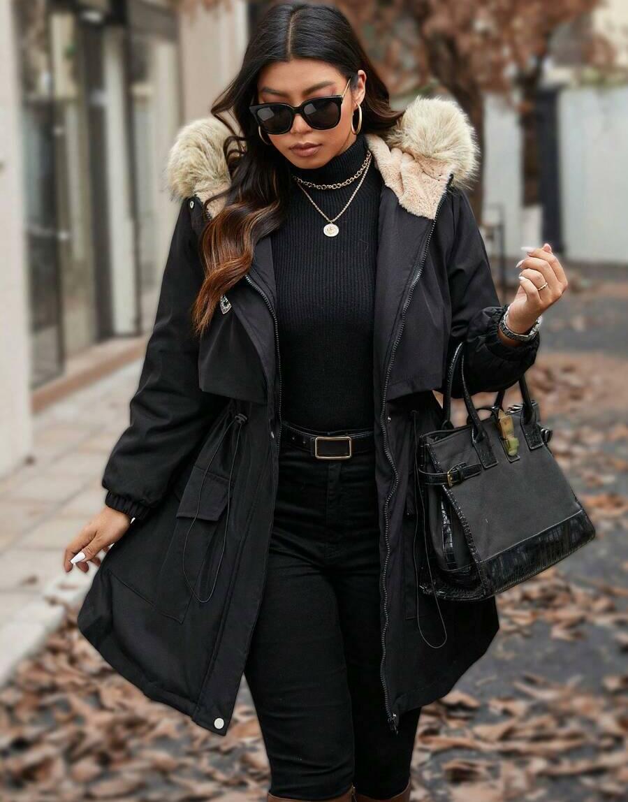 SHEIN CZARNA KURTKA PARKA Z KAPTUREM W01__48