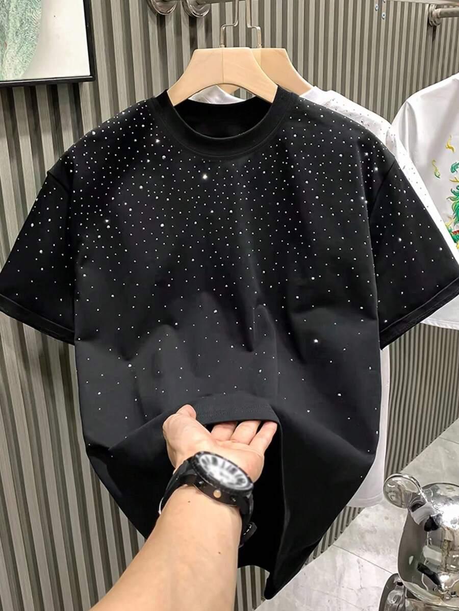 MANFINITY CZARNY T-SHIRT ZDOBIENIA S06__M