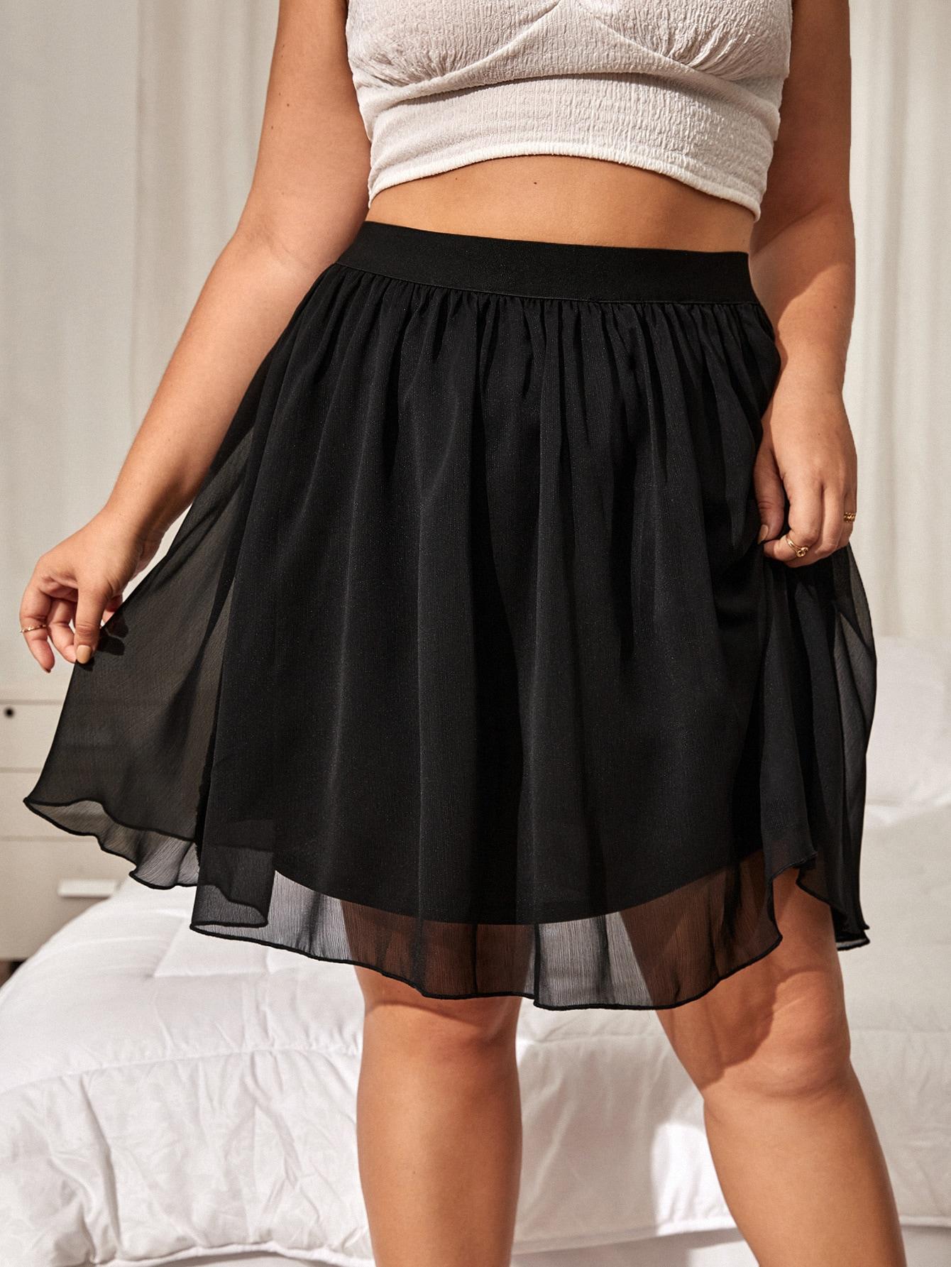 SHEIN CZARNA SPÓDNICA FALBANY S06__52