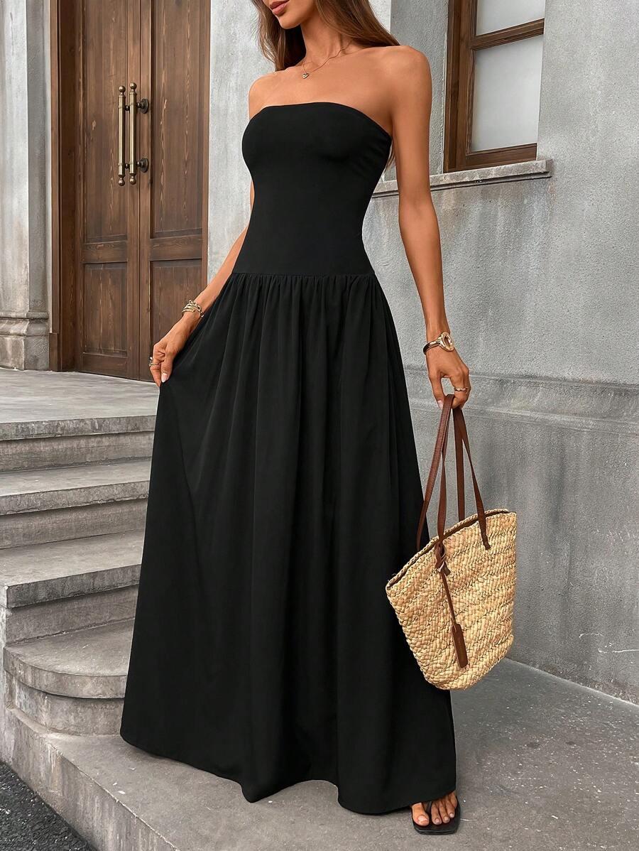 SHEIN CZARNA MAXI SUKIENKA S06__L