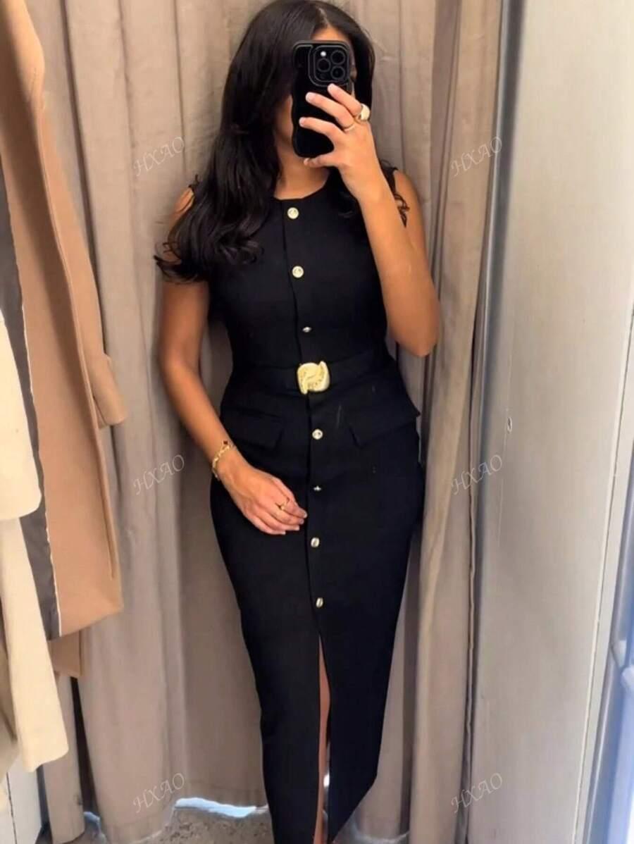 SHEIN CZARNA MAXI SUKIENKA S06__XS