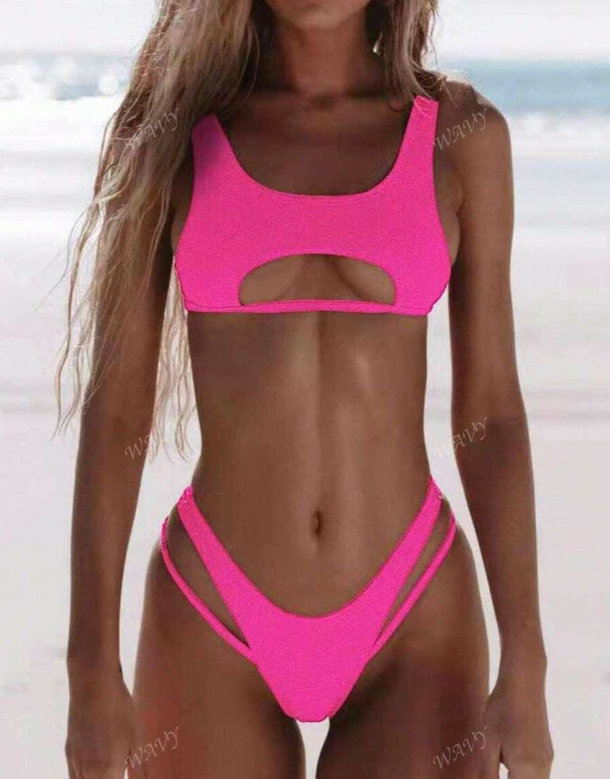 SHEIN RÓŻOWY DWUCZĘŚCIOWY STRÓJ KĄPIELOWY PK01__M