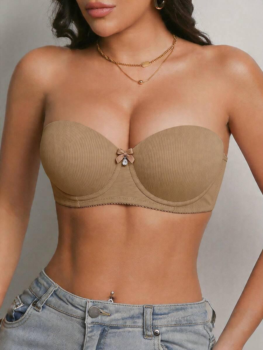 SHEIN BRĄZOWY BIUSTONOSZ MODELUJĄCY S09__80A
