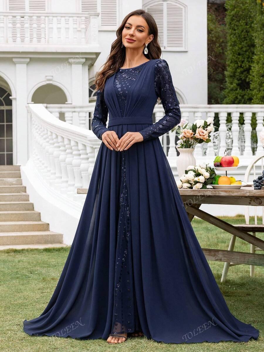 SHEIN GRANATOWA MAXI SUKIENKA S06__M