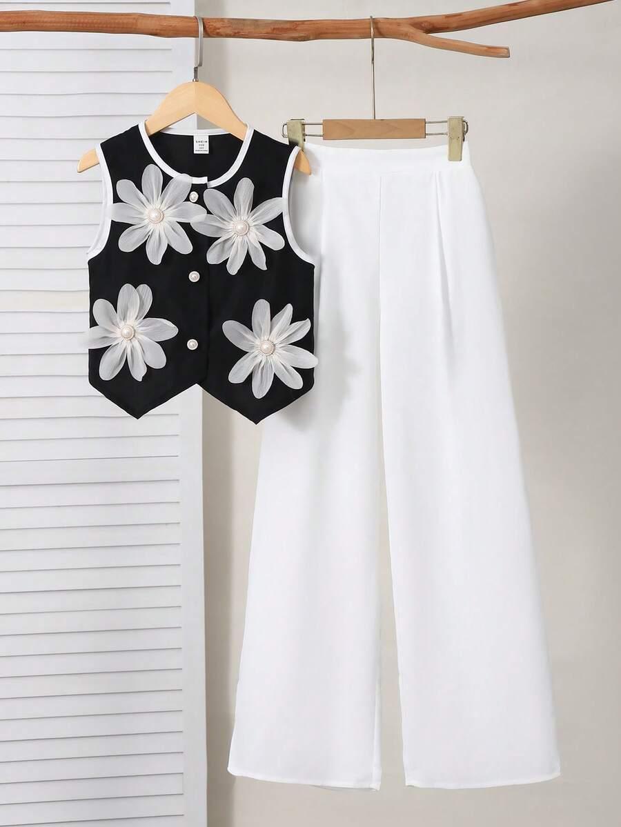 SHEIN KAMIZELKA SPODNIE KOMPLET S06__122-128CM