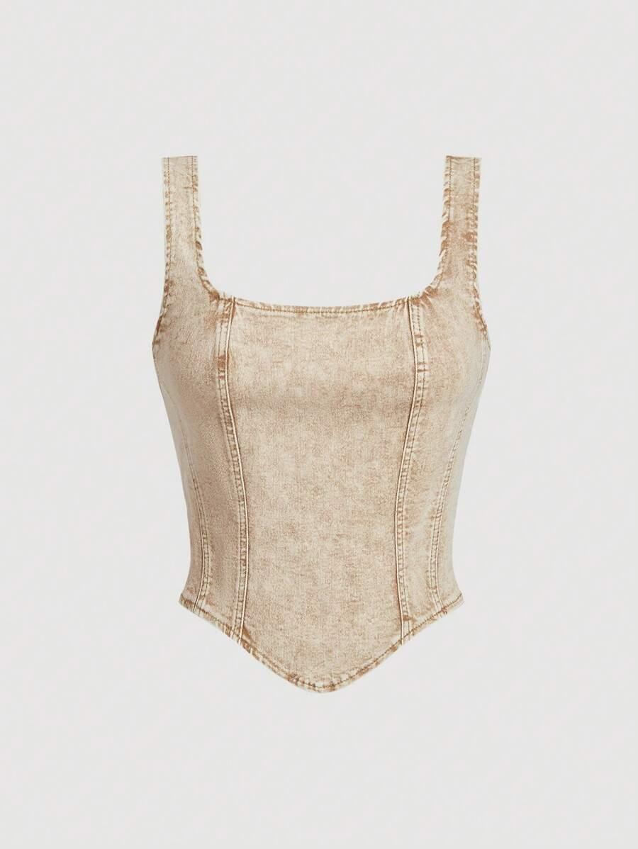 SHEIN TOP NA RAMIĄCZKACH JEANS