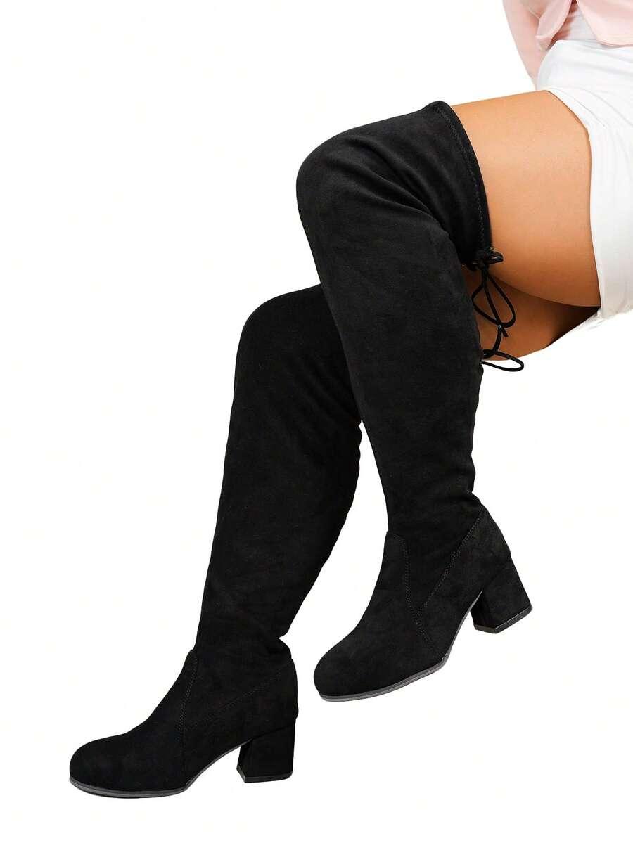 SHEIN CZARNE KOZAKI IMITACJA ZAMSZU W01__41