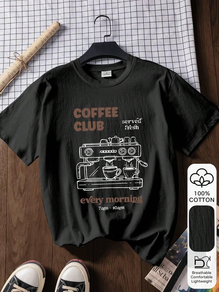 SHEIN CZARNY T-SHIRT NADRUK S06__M