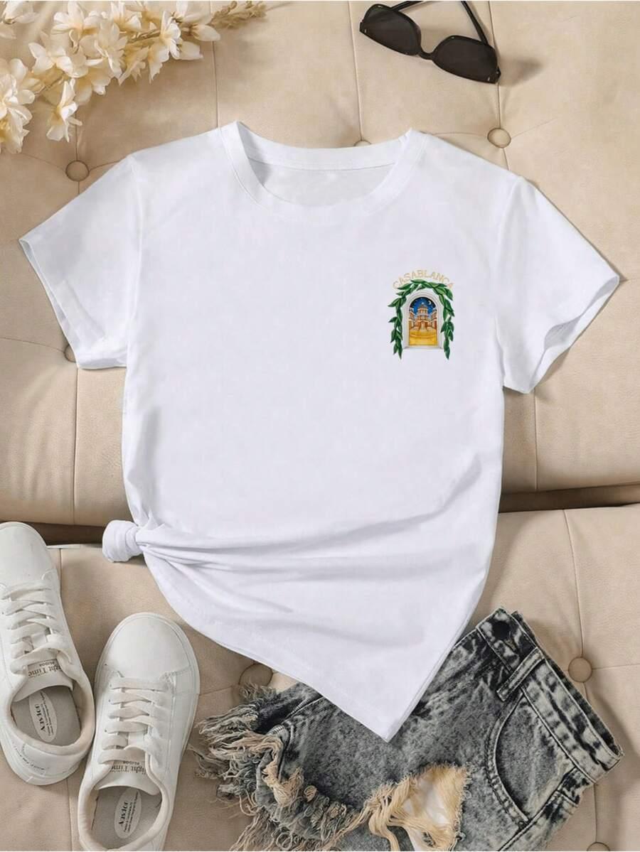 SHEIN T-SHIRT OKRĄGŁY DEKOLT PRINT S06__XL