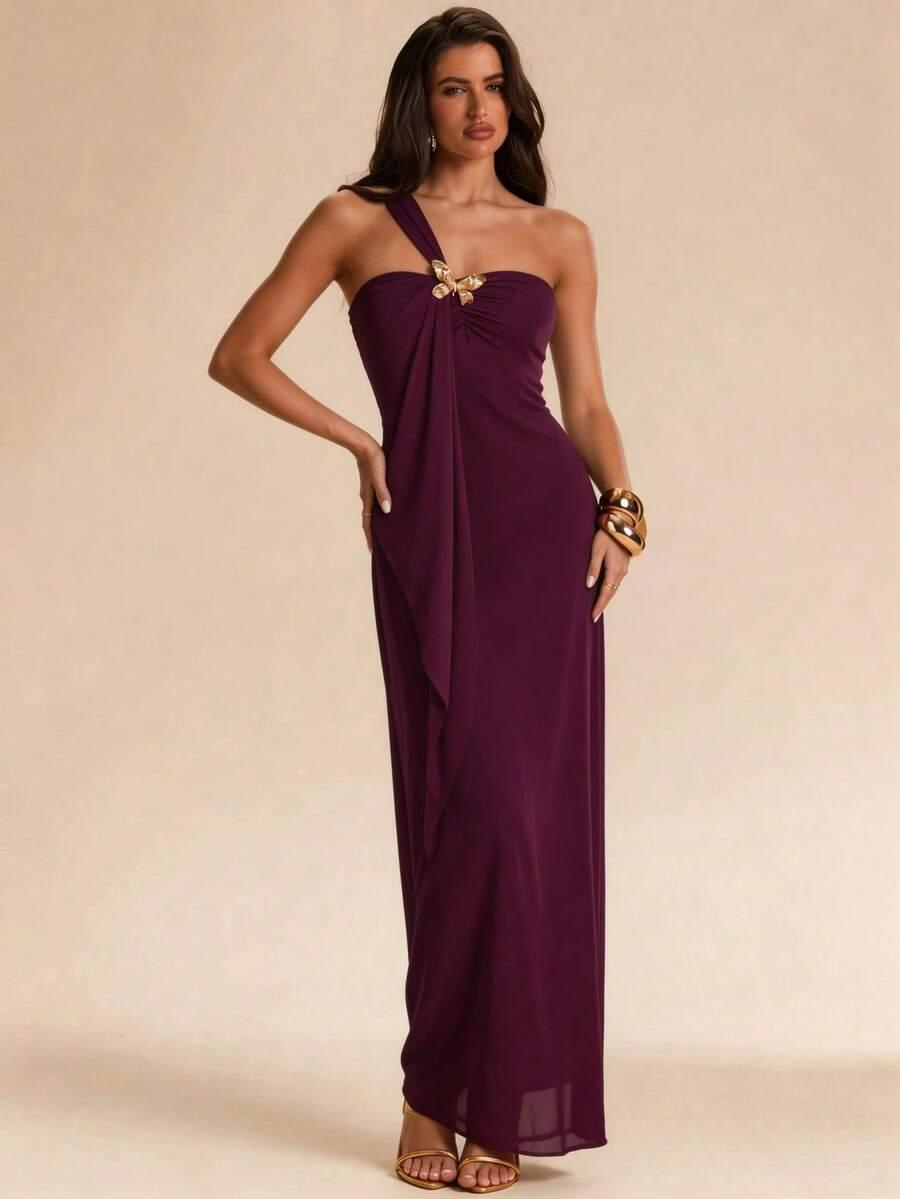 SHEIN FIOLETOWA MAXI SUKIENKA S06__L