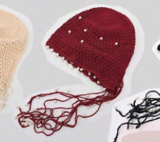 SHEIN CZERWONA DZIANINOWA CZAPKA PEREŁKI S07
