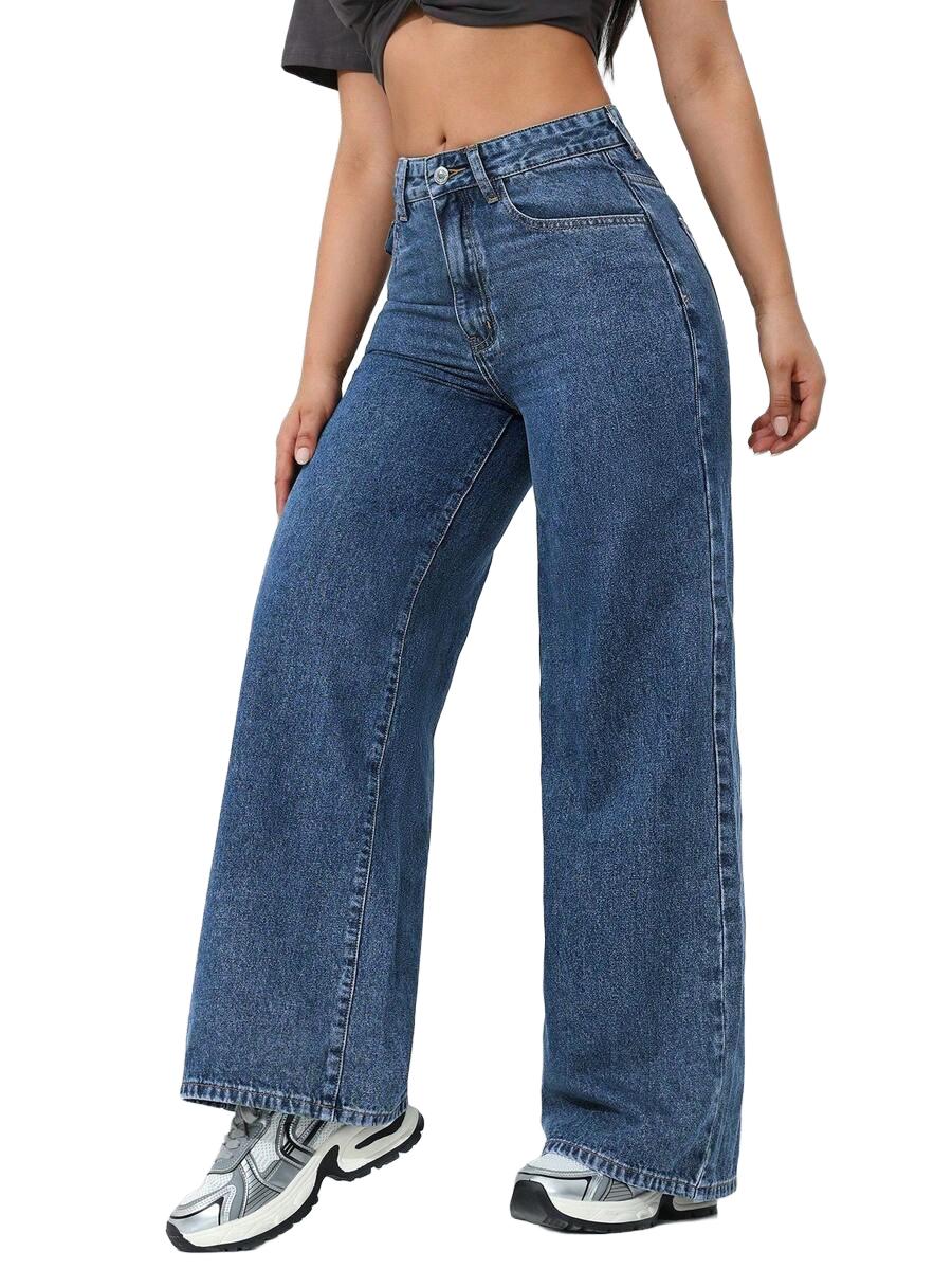 SHEIN PROSTE SPODNIE WYSOKI STAN JEANS PK01__M