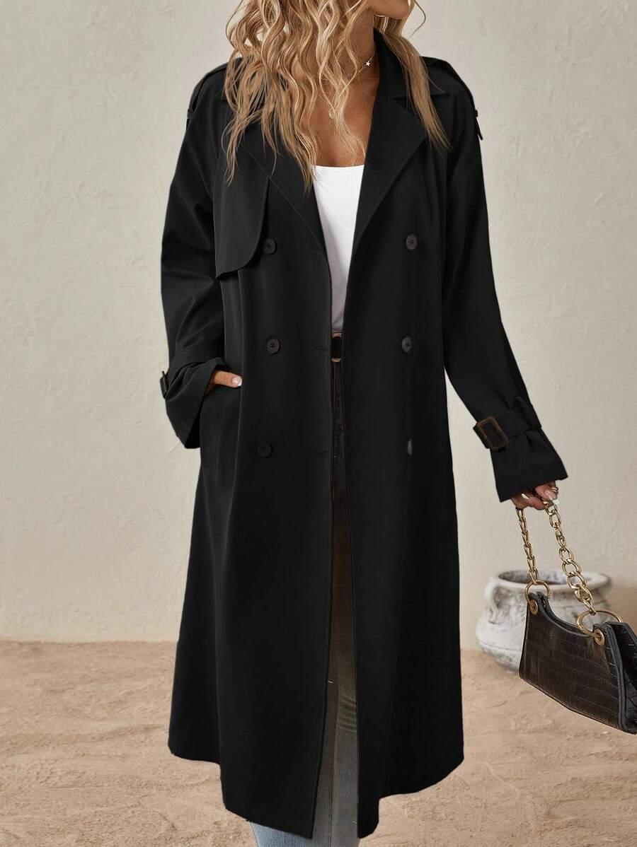 SHEIN CZARNY PŁASZCZ GUZIKI S06__S