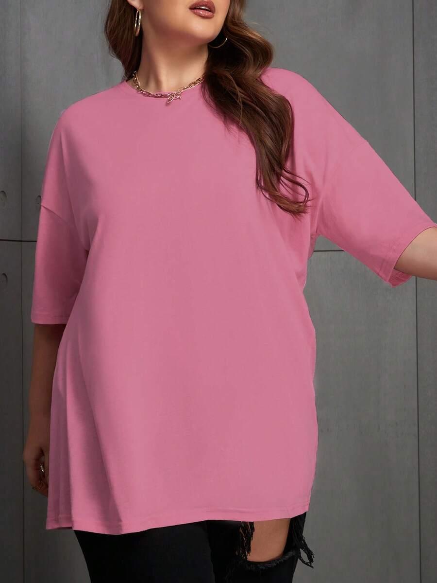 SHEIN KLASYCZNY RÓŻOWY T-SHIRT OKRĄGŁY DEKOLT PK01__48