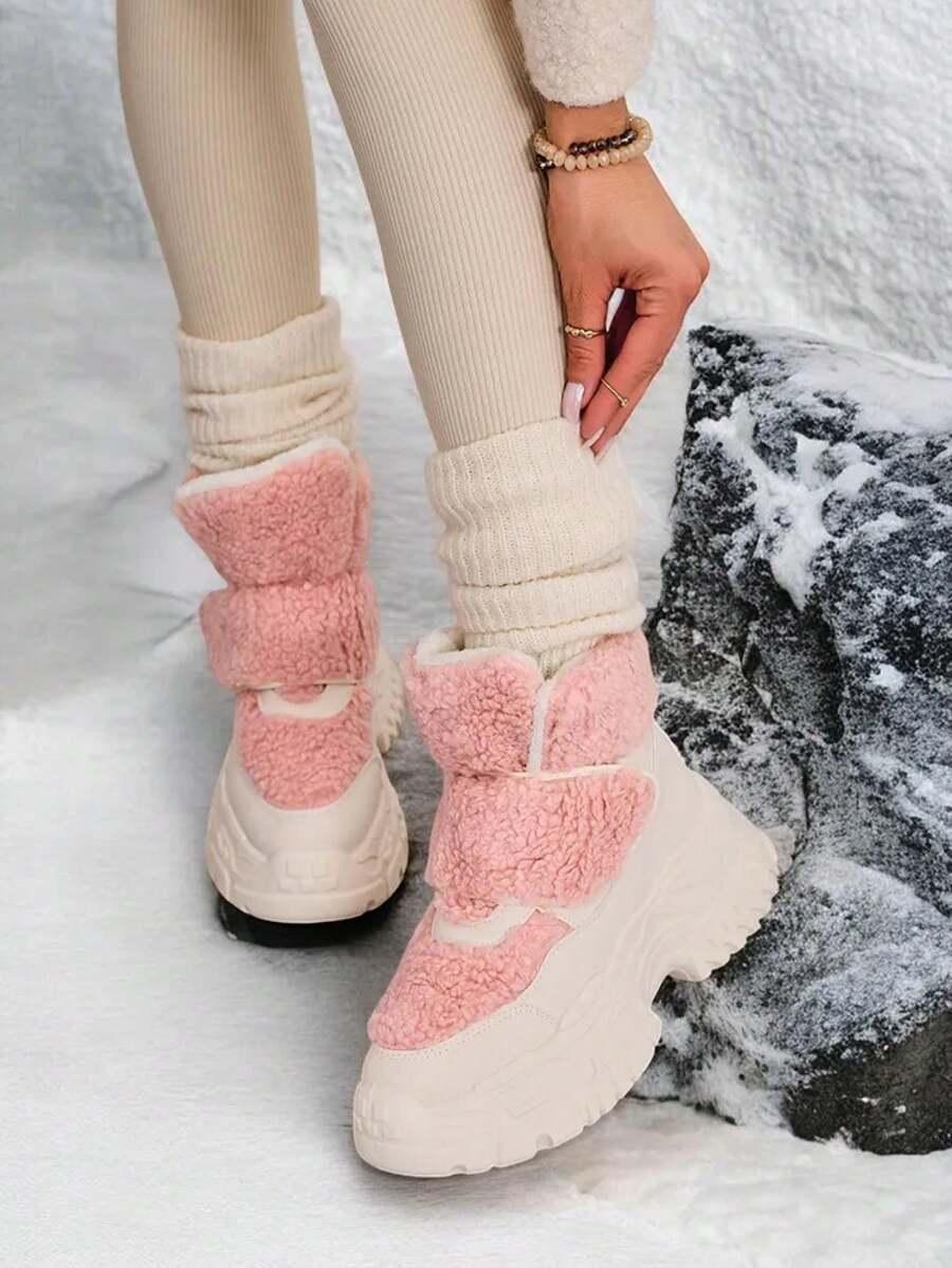 SHEIN RÓŻOWE ŚNIEGOWCE PLATFORMA W01__40