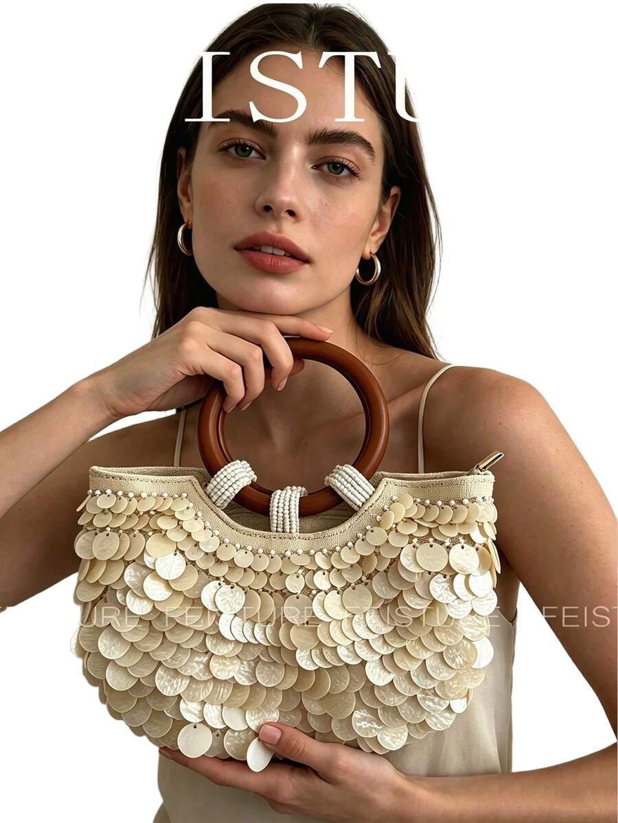 SHEIN BEŻOWA TOREBKA ZDOBIENIE S07__26X26X3