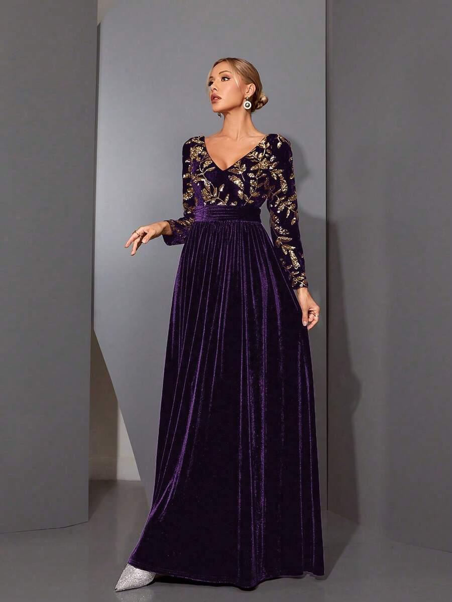 SHEIN FIOLETOWA SUKIENKA MAXI ZDOBIENIA S06__XL