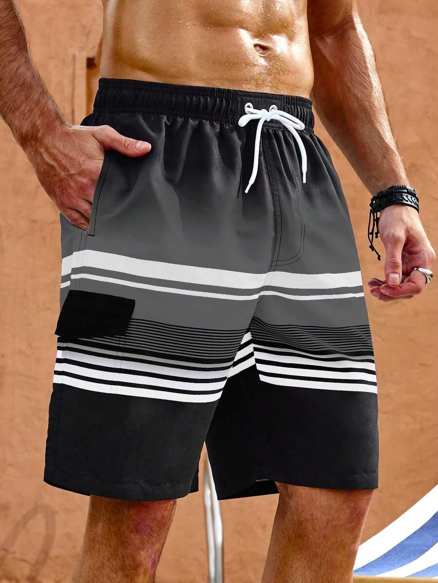 MANFINITY SPODENKI PLAŻOWE PASKI S06__4XL