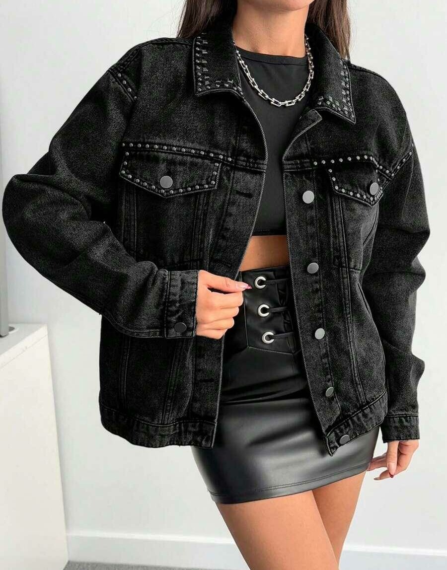 SHEIN CZARNA KURTKA JEANSOWA S06__S