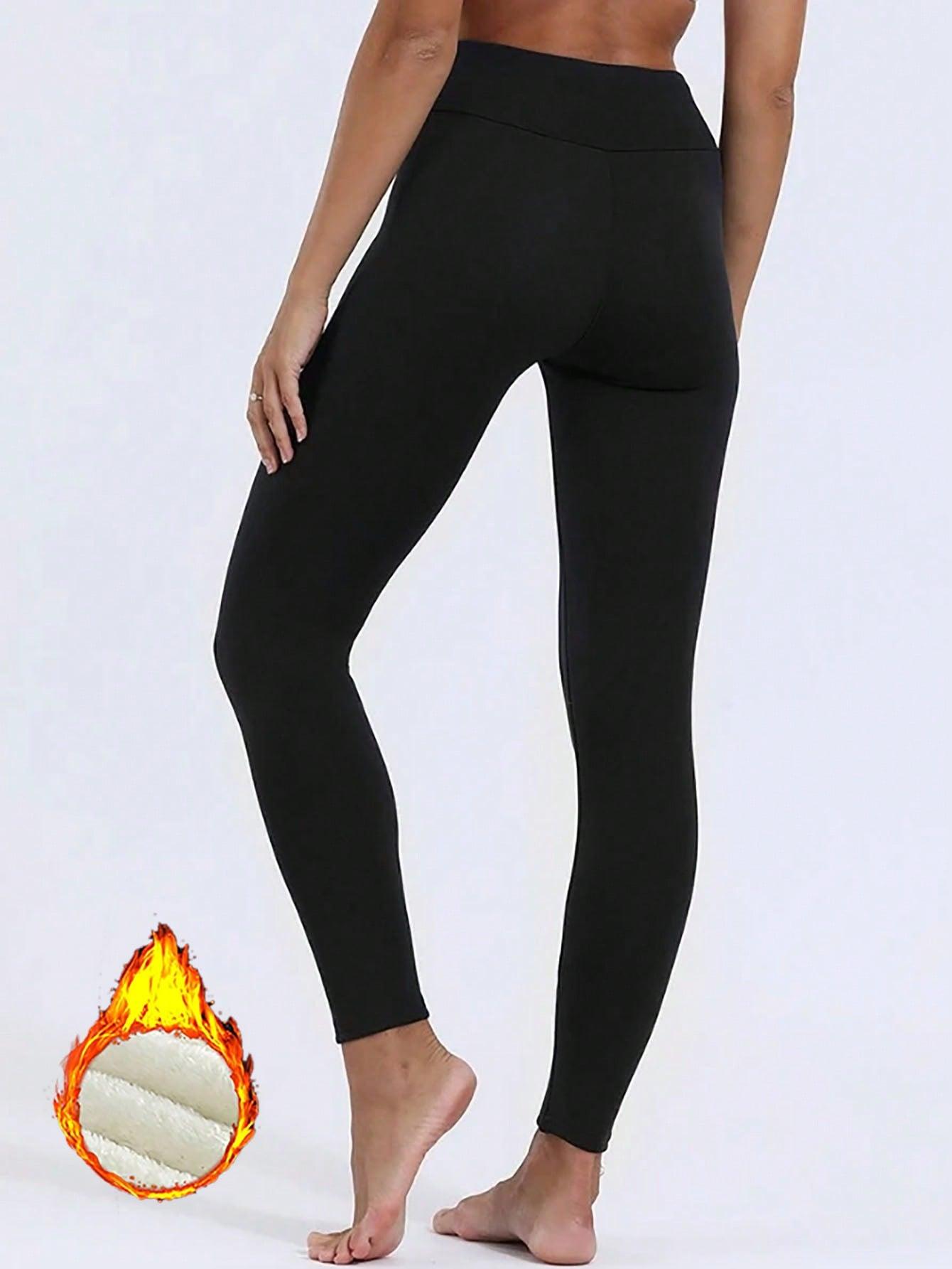 SHEIN CZARNE OCIEPLANE LEGGINSY W01__M