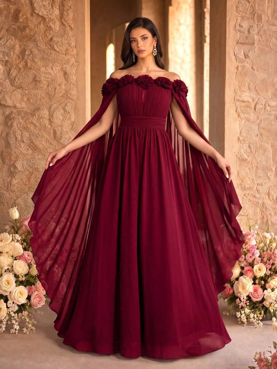 SHEIN CZERWONA MAXI SUKIENKA ODKRYTE RAMIONA S06__XL
