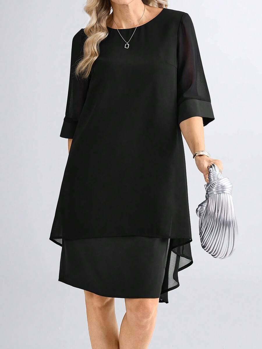 SHEIN CZARNA SUKIENKA PRZED KOLANO S06__M
