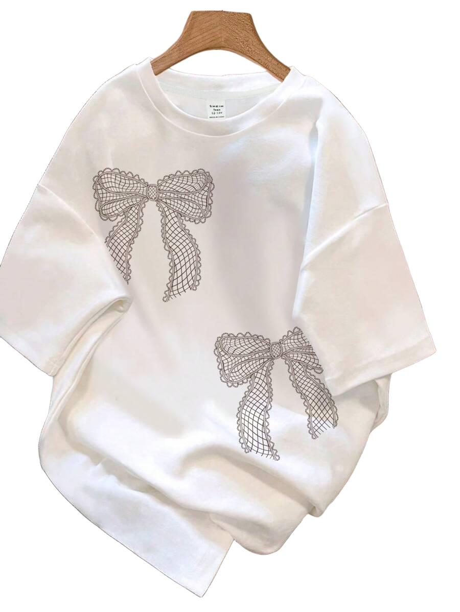 SHEIN BIAŁY T-SHIRT OKRĄGŁY DEKOLT S06__152/158