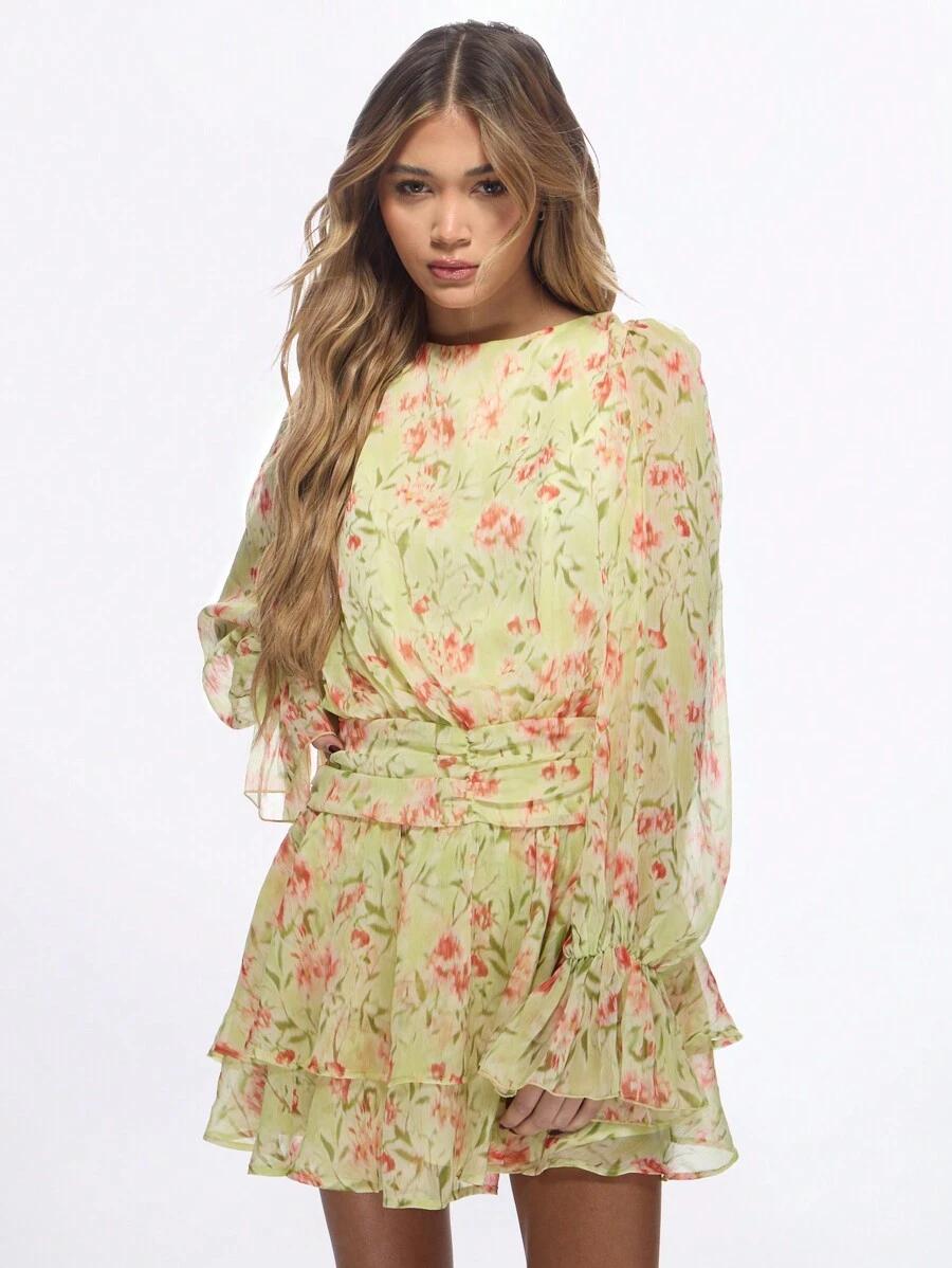 MISSGUIDED ZIELONA MINI SUKIENKA S06__L