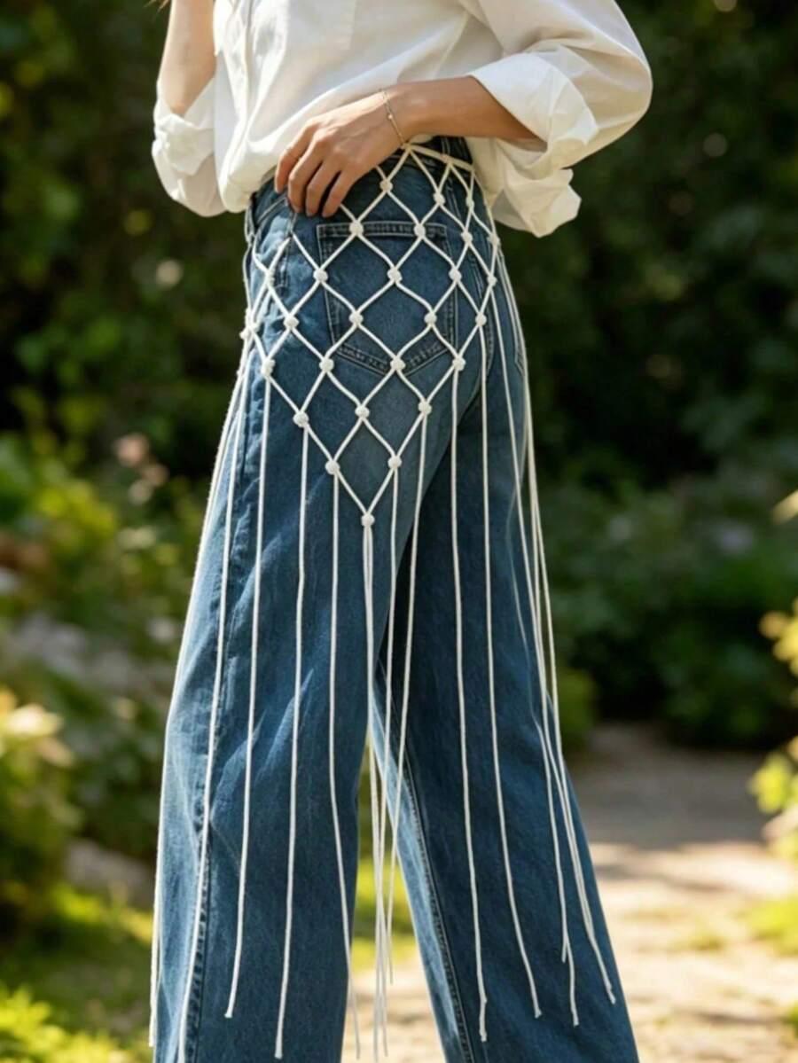 SHEIN BIAŁA SPÓDNICA OZDOBA S07__110X48