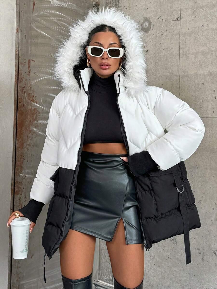 SHEIN PIKOWANA KURTKA ŁĄCZENIE W01__XS