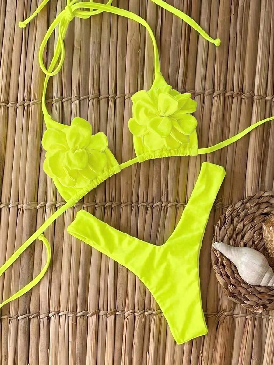 SHEIN ŻÓŁTY DWUCZĘŚCIOWY STRÓJ KĄPIELOWY S09__M