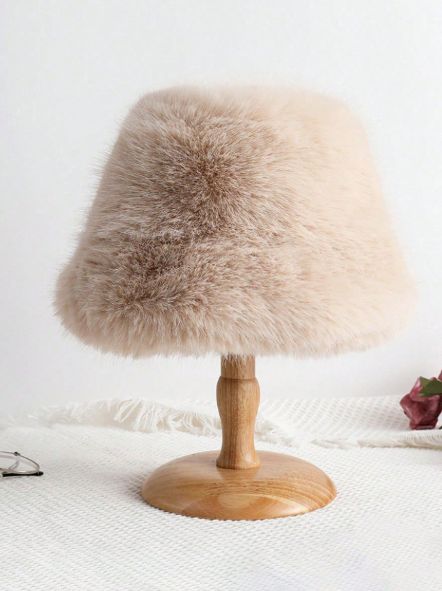 SHEIN BEŻOWA CZAPKA IMITACJA FUTRA W01__58