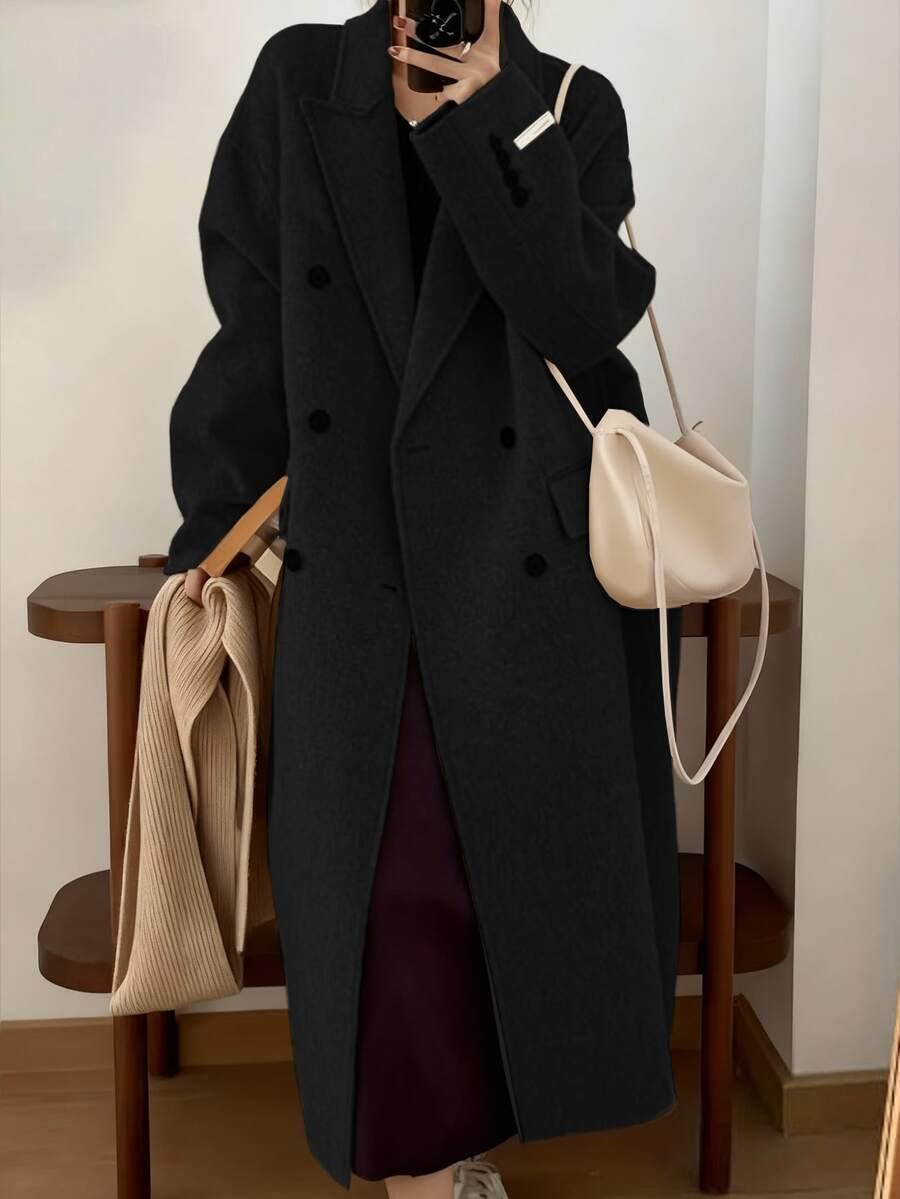 SHEIN CZARNY KLASYCZNY PŁASZCZ W01__54