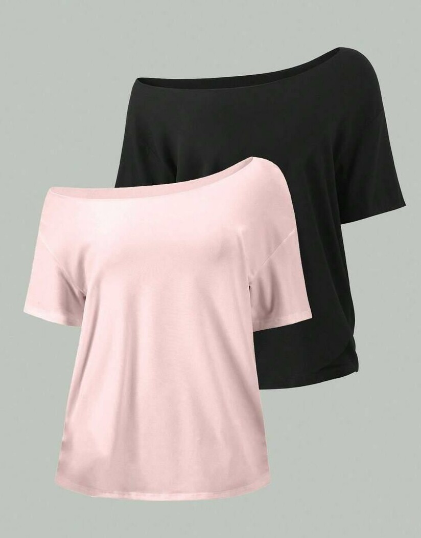 SHEIN LUŹNA BLUZKA Z ASYMETRYCZNYM DEKOLTEM 2-PACK PK01__L