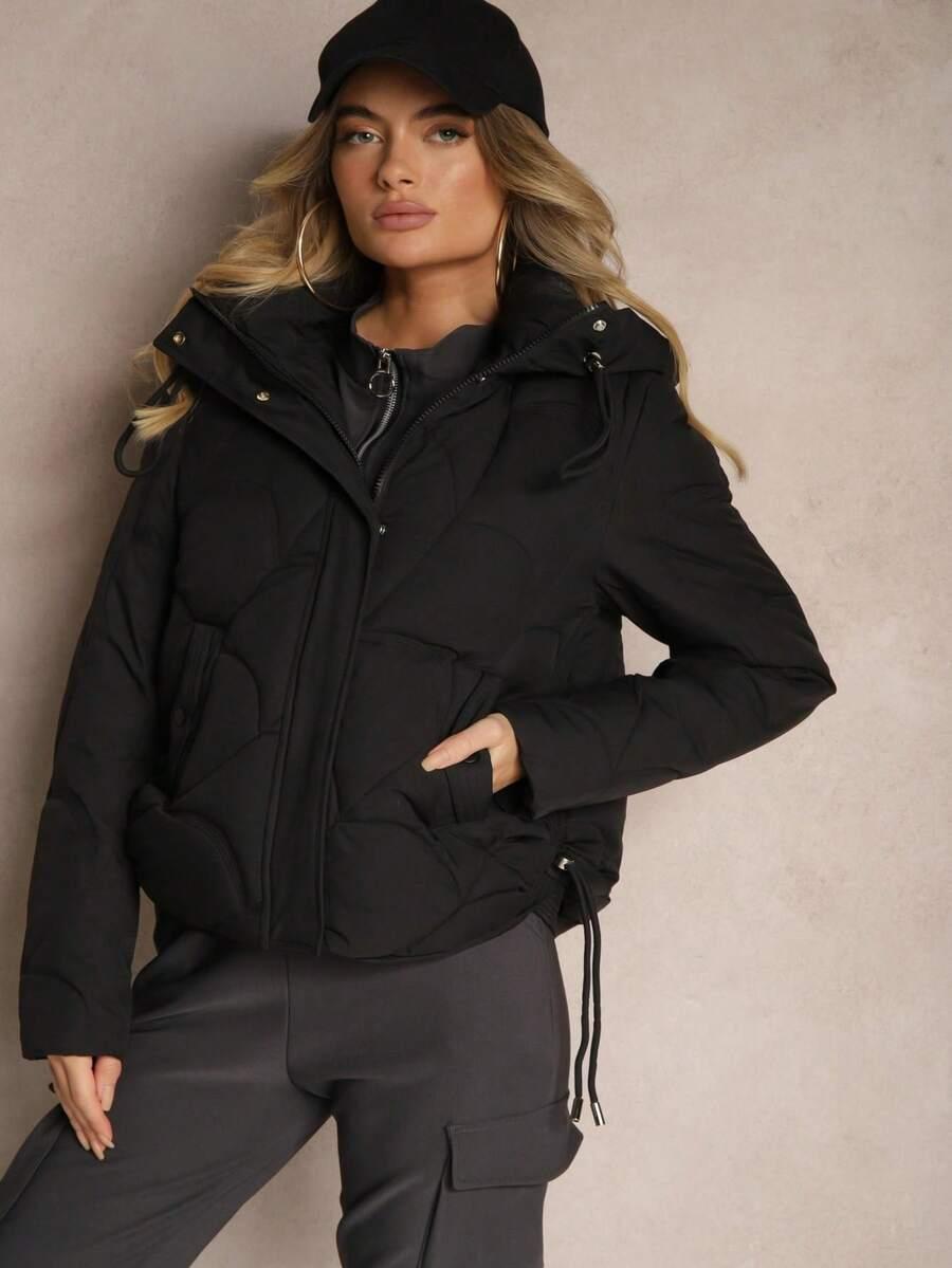 SHEIN CZARNA PIKOWANA KURTKA W01__S