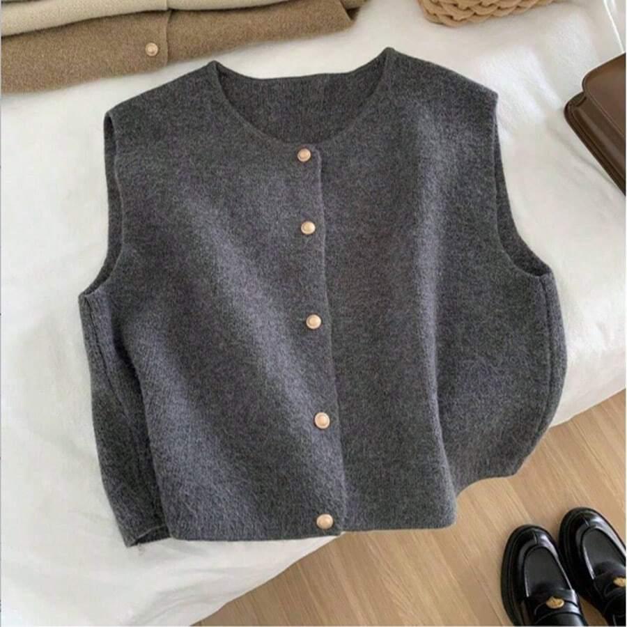 SHEIN SZARY SWETER BEZ RĘKAWÓW S06__XS