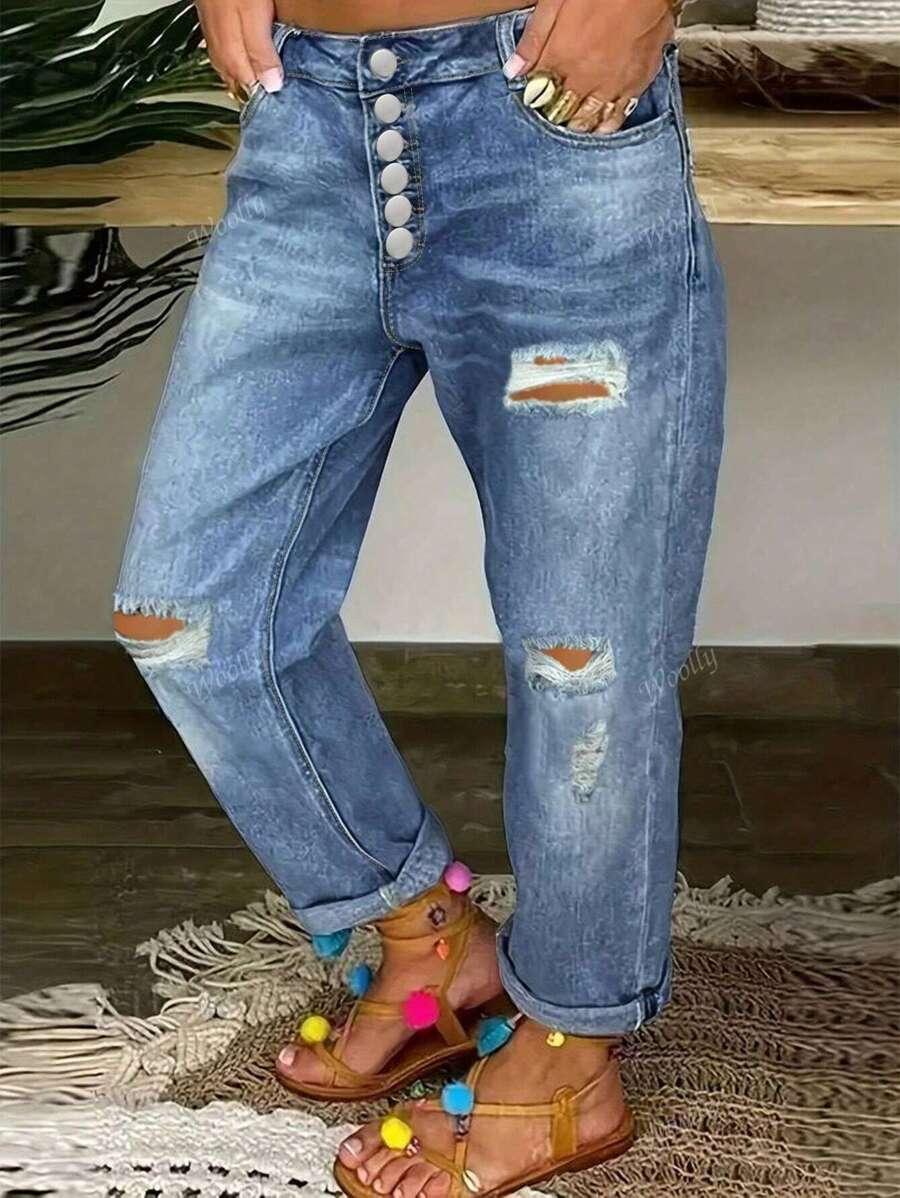 SHEIN NIEBIESKIE JEANSY GUZIKI S06__XXL