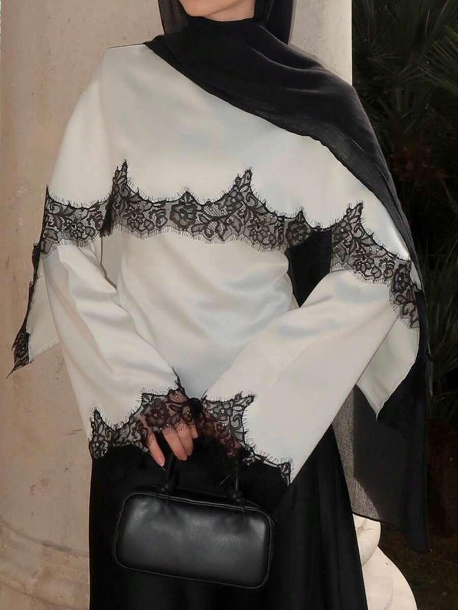 SHEIN BIAŁA BLUZKA KORONKA S06__M