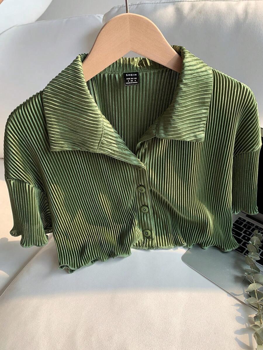 SHEIN ZIELONY TOP GUZIKI S06__L