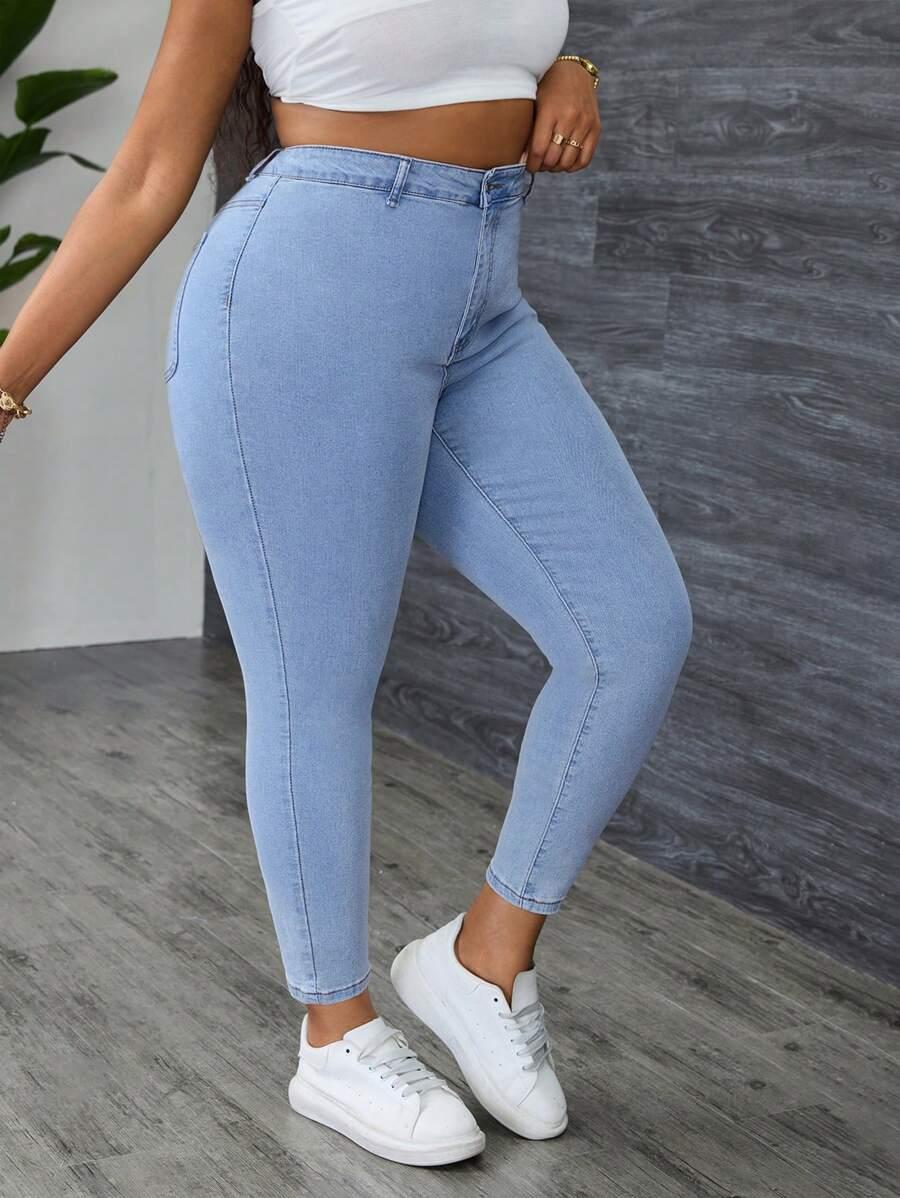 SHEIN NIEBIESKIE SPODNIE JEANSOWE S06__54