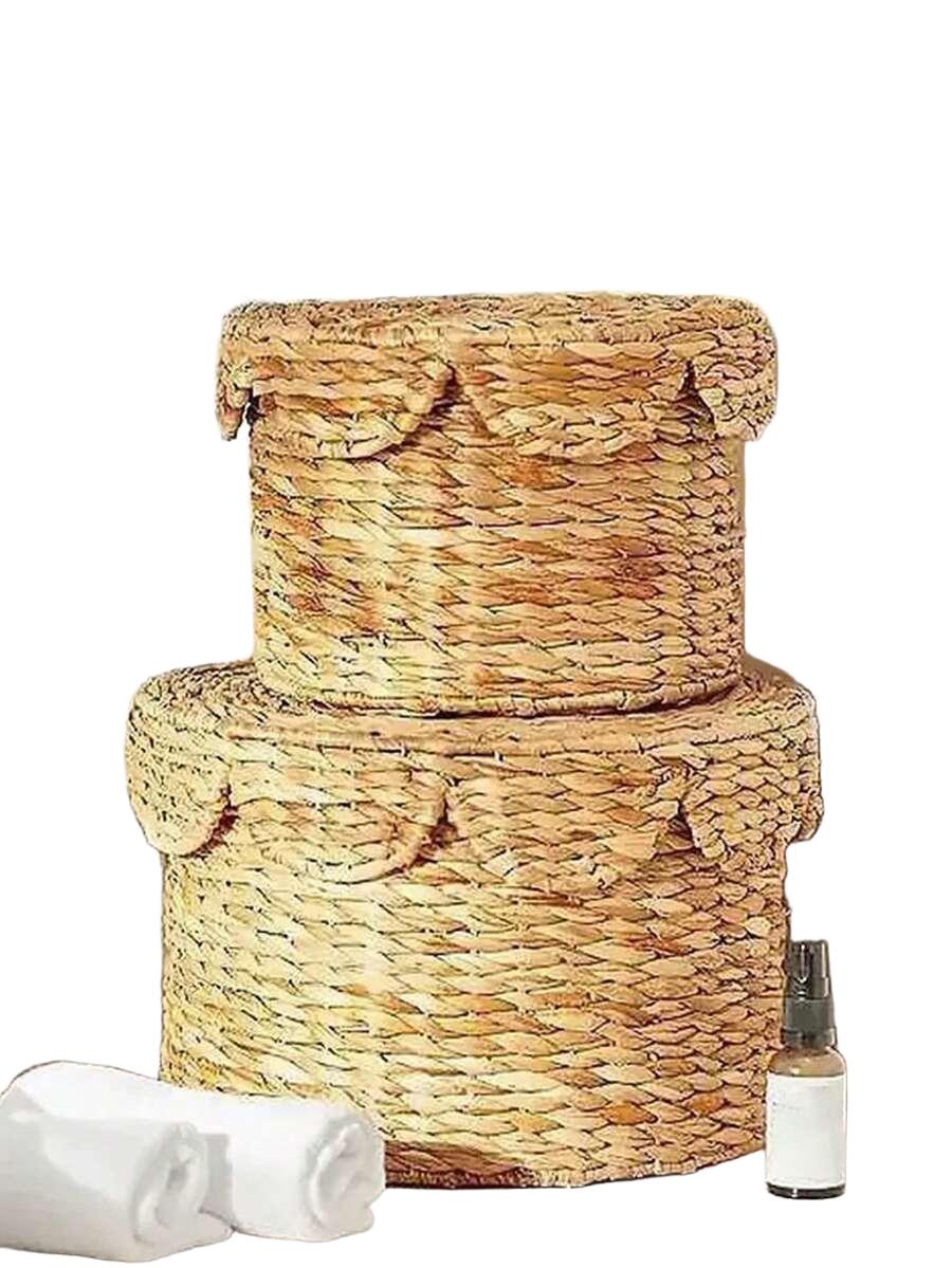SHEIN BEŻOWE WIKLINOWE KOSZYKI 2-PACK S07__23X14X20CM