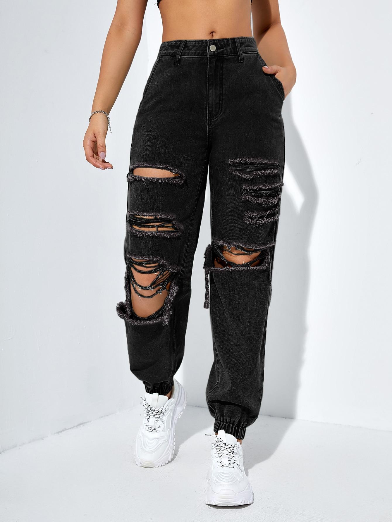 SHEIN CZARNE SPODNIE JEANS S06__S
