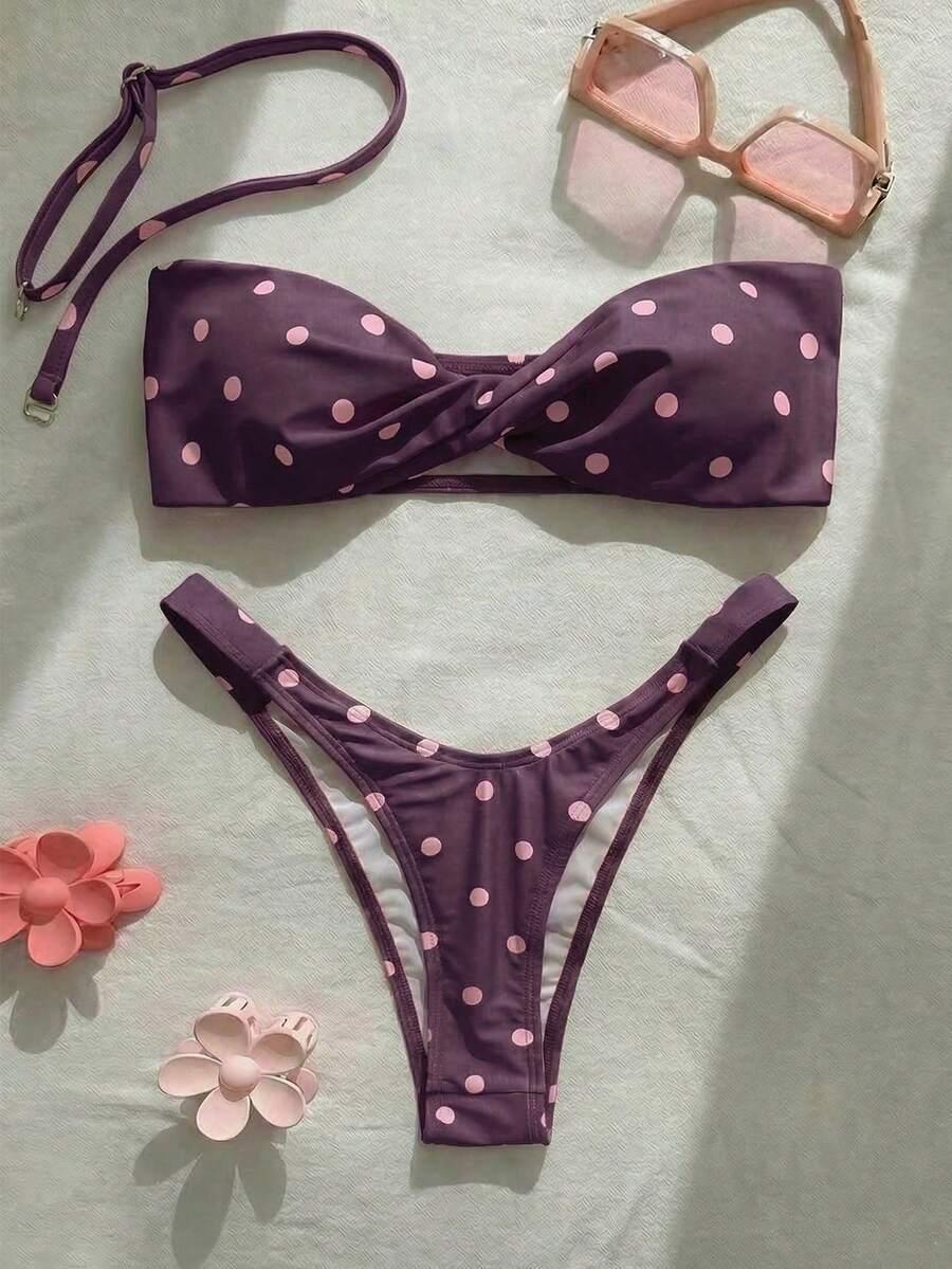SHEIN DWUCZĘŚCIOWY STRÓJ KĄPIELOWY GROSZKI S09__S