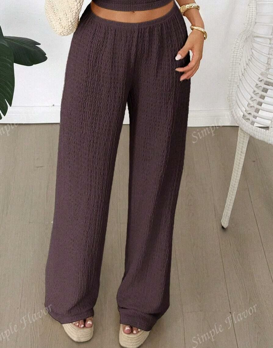 SHEIN BRĄZOWY KOMPLET BLUZKA SPODNIE PK01__L